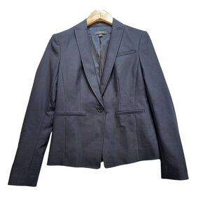 Ann Taylor Womens Blazer Size 0 Dark Navy Preppy Office Wear